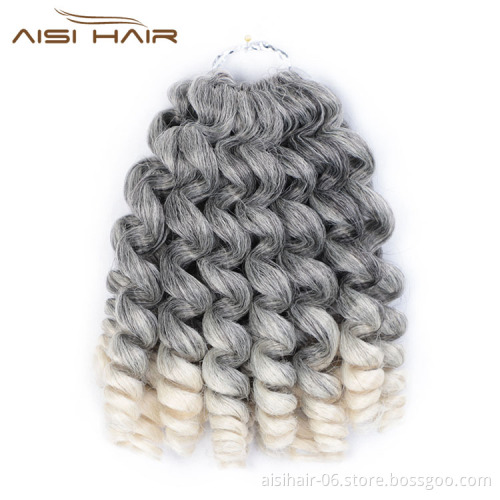 Aisi Hair 8 Inch Multi Color Jumpy Wand Curly Crochet Braids Jamaican Bounce Synthetic Crochet Hair Extension For Black Women